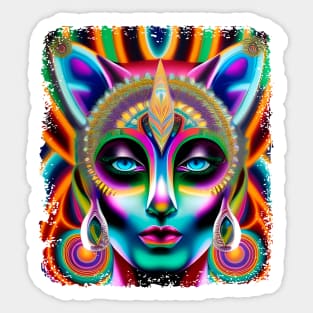 Catgirl DMTfied (26) - Trippy Psychedelic Art Sticker